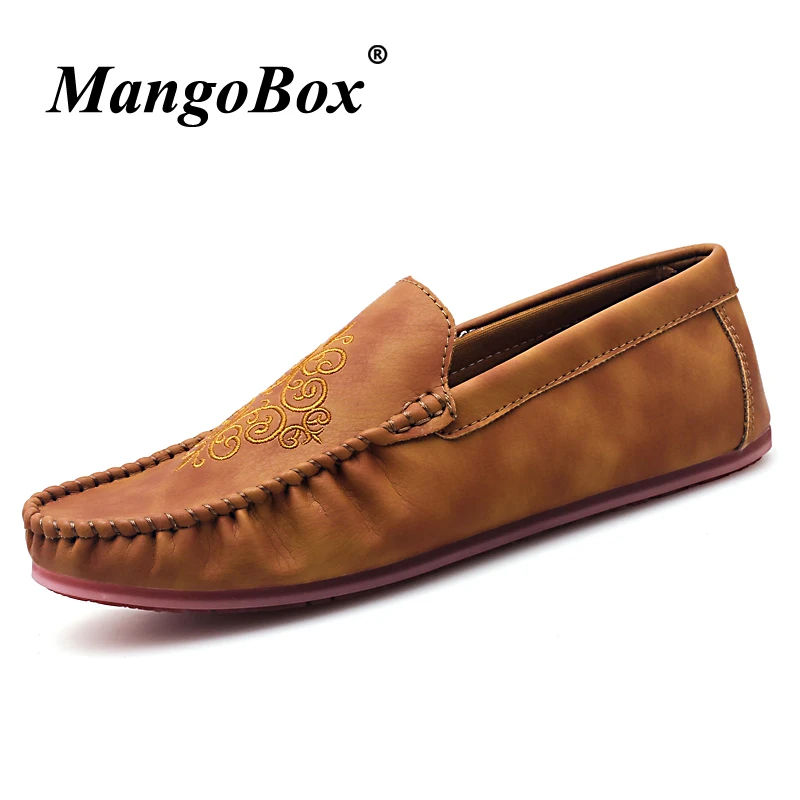 Driving Shoes for Male Black Brown Man Casual Spring Autumn Slip-on PU Leather Anti-slip Loafers Flat | Обувь