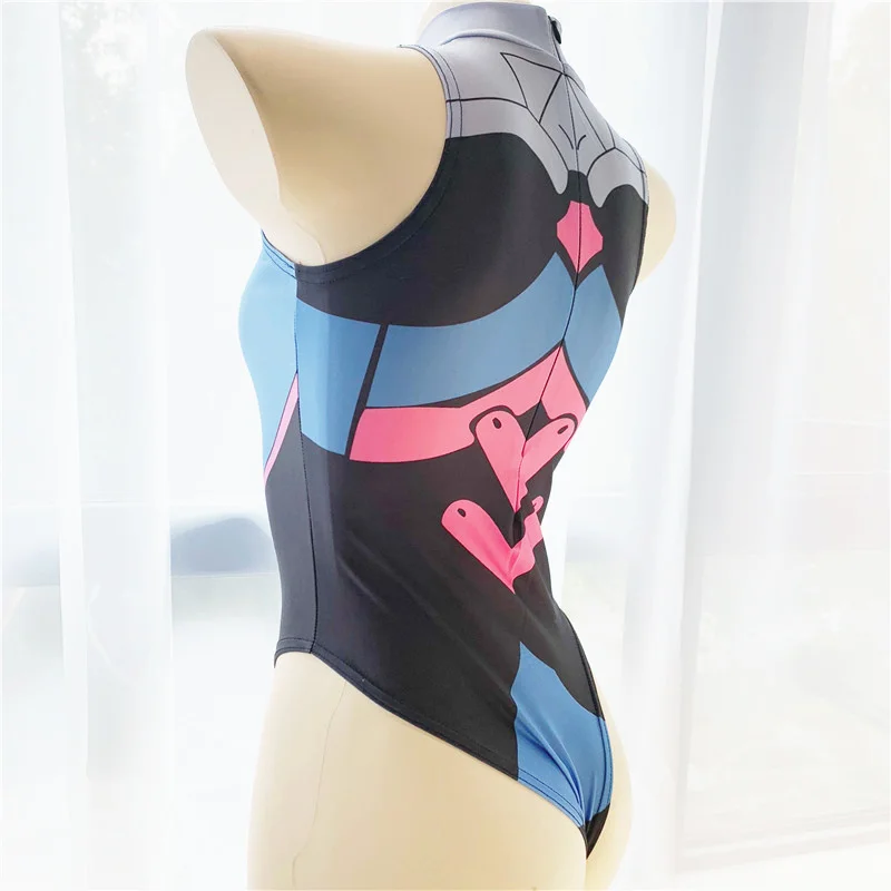 Женский милый D. va косплей с высоким вырезом трико Нижнее белье Цельный боди Тедди размера плюс Косплей два зентай спандекс облегающий костюм dva