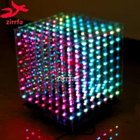 zirrfa 2018 new 3d 8 8x8x8 rgbcolorful cubeeds electronic diy kit excellent animations led display christmas gift for sd card