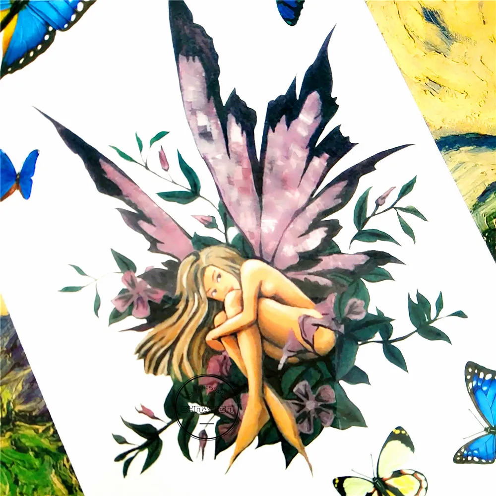 SHNAPIGN Бабочка фея леди временная татуировка боди арт на руку флэш тату наклейка s