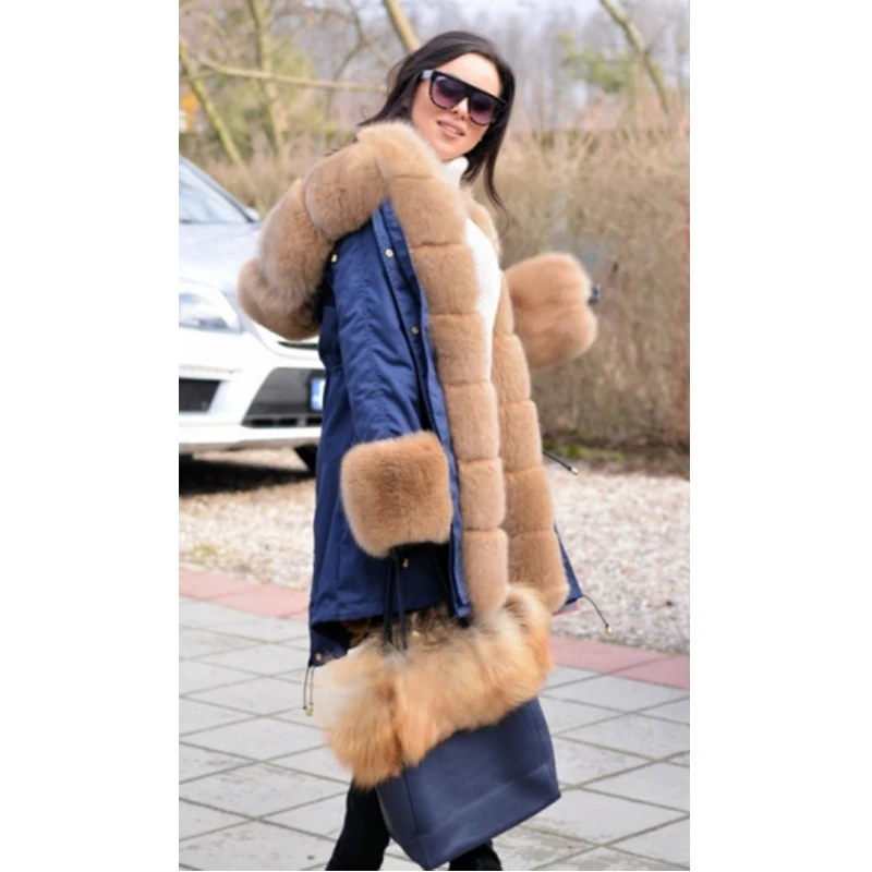 Tatyana Furclub New Arrival Women Parka With Natural Fox Fur Collar Real Fur Coat Winter Fur Jacket Thick Warm Outwear Trendy