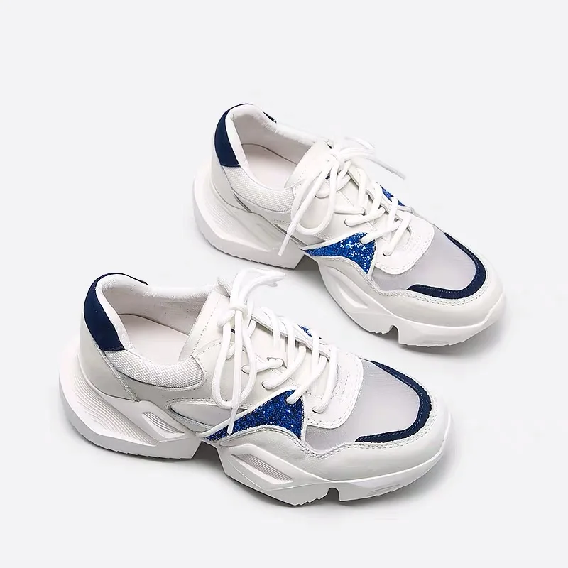 IGU/Женская обувь кроссовки 2019 на высокой платформе из натуральной кожи Harajuku tenis feminino для бега папы|Женские и