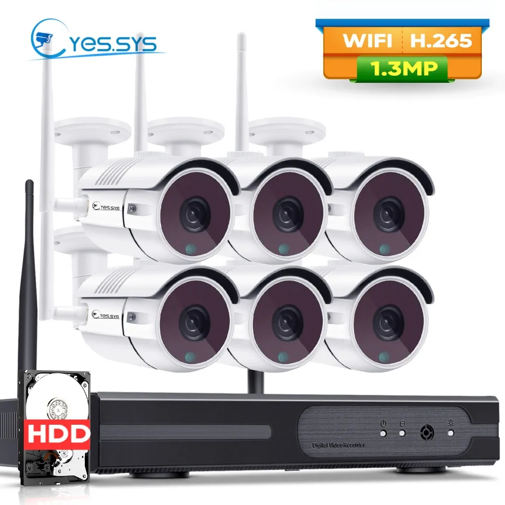 eyes.sys Wireless Security Camera System 6PCS 1.3MP 960P IP Wifi Outdoor 8CH 1080P 2.0MP CCTV Video Surveillance Kit | Безопасность и