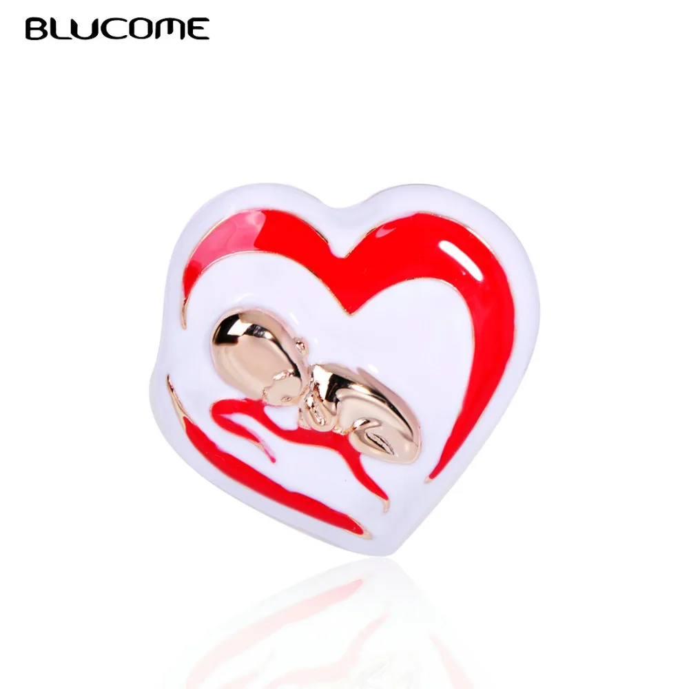 Женская/Детская брошь в форме сердца Blucome красная эмалированная из