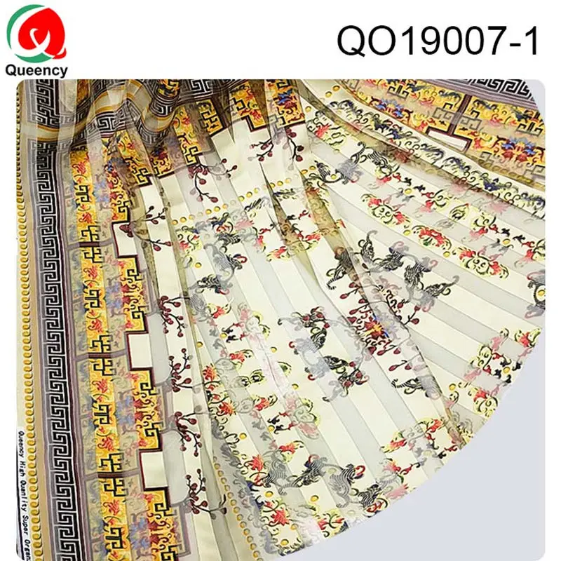 

Hot Sale Popular African Ribbon Organza lace fabric for Wemen Dresses Material QO19005-7