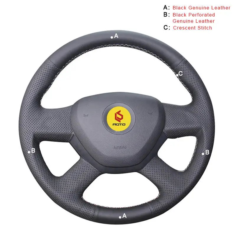 Genuine Leather Автомобильная Оплетка на руль Крышка для Skoda Octavia Fabia Rapid 2013- Superb 2013- Yeti крышка колеса - Название цвета: Genuine Leather