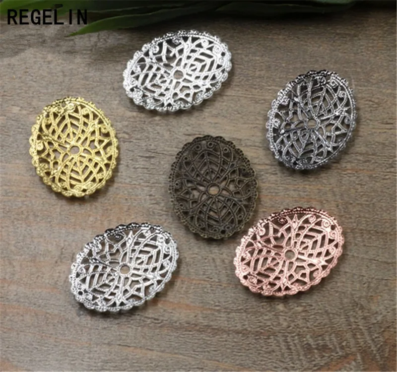 REGELIN полые овальные металлические подвески в форме цветка 10 шт. 30x24 мм DIY винтажные