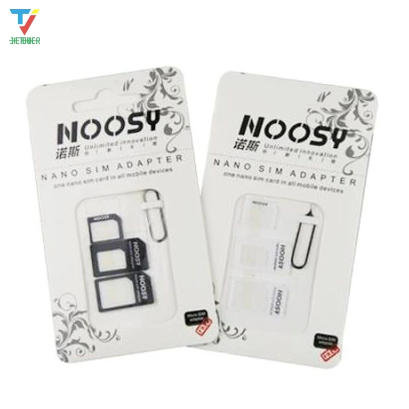 

3000 компл./лот 4 в 1 Noosy Nano Sim-карта + микро Sim-карты + стандартный адаптер SIM-карты изменение со штифтом извлечения для Iphone Оптовая Продажа
