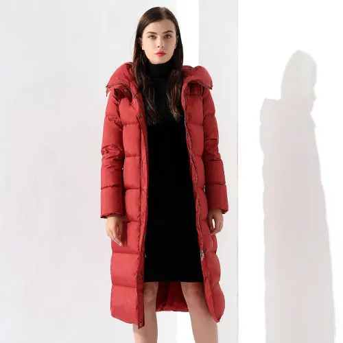 Red Пуховая парка для женщин s, Длинные пуховики, зимние пуховики Doudoune Femme, пальто для женщин, верхняя одежда, женское длинное пальто с капюшоном, пуховая парка GAREMAY - Цвет: Red