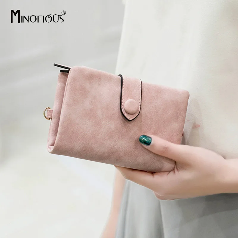 MINOFIOUS модный Матовый кожаный кошелек женский PU короткий кредитные карты деньги