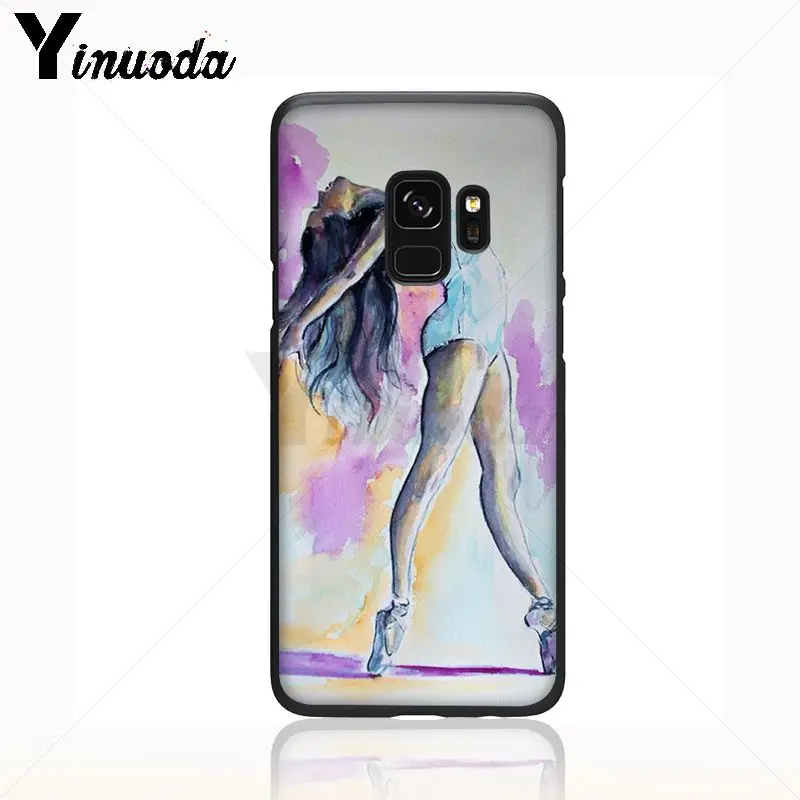 Yinuoda watercolor painting ballet girls Soft Silicone Black Phone Case For Samsung Galaxy s9 s8plus note8 note9 s7 Mobile Cases | Мобильные