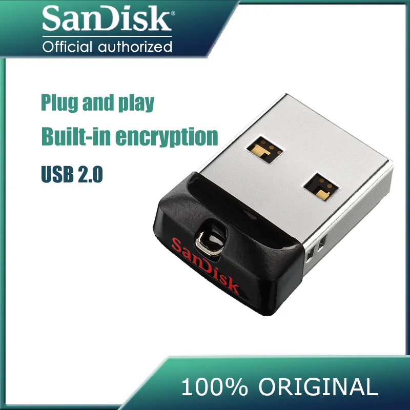 Двойной Флеш накопитель SanDisk mini черный USB флэш 32 ГБ 8 Гб оперативной памяти 16
