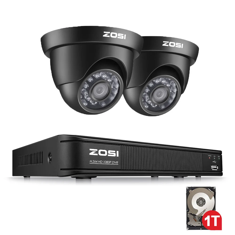 ZOSI 1080P TVI 8-канальный видеорегистратор с 720P ночного видения купольная Водонепроницаемый Камера CCTV DVR комплект HDD