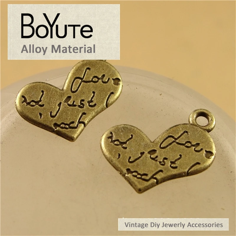 

BoYuTe (100 Pieces/Lot) 14*16MM Vintage Diy Accessories Parts Wholesale Zinc Alloy Antique Bronze Word Plated Love Pendant
