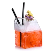 free shipping 4 pcs square shape cocktail glass milkjuice glass drinkware set of 4