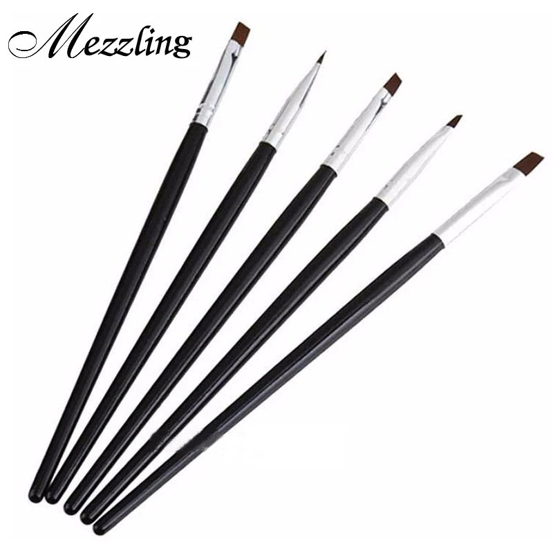 

5pcs/set Acrylic UV Gel French Nail Art Design Kit Liner Painting Dotting Flat Brushes Pen Builder Nail Tools