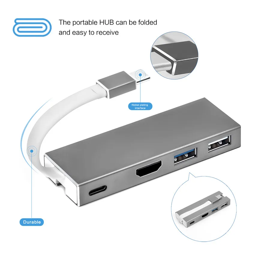 Thunderbolt 3 док концентратор USB Type C в UHD HDMI 4K 0 2 PD зарядный конвертер адаптер для Macbook Pro