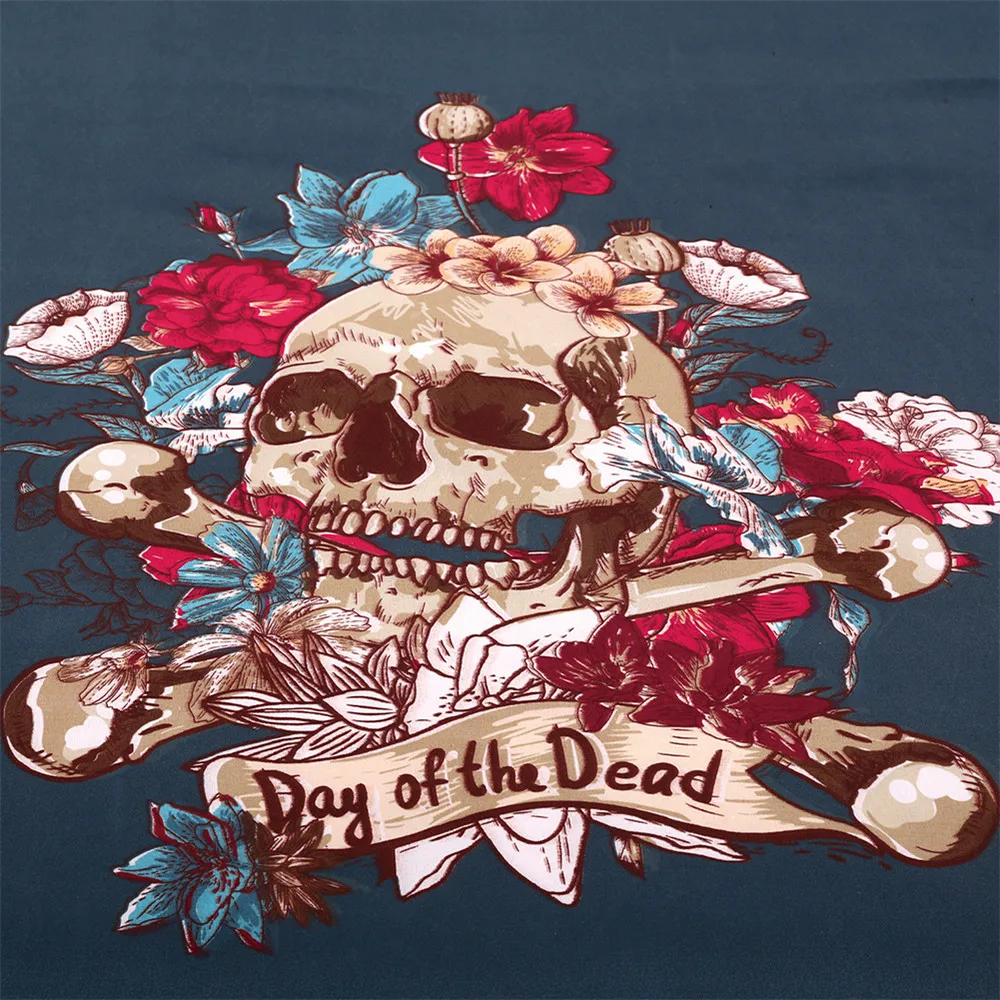 

Sugar Skull Bedding Set Flowers Print Duvet Cover Set King Queen bed sheet Pillowcase Polyester Bedclothes Day of the Dead D25