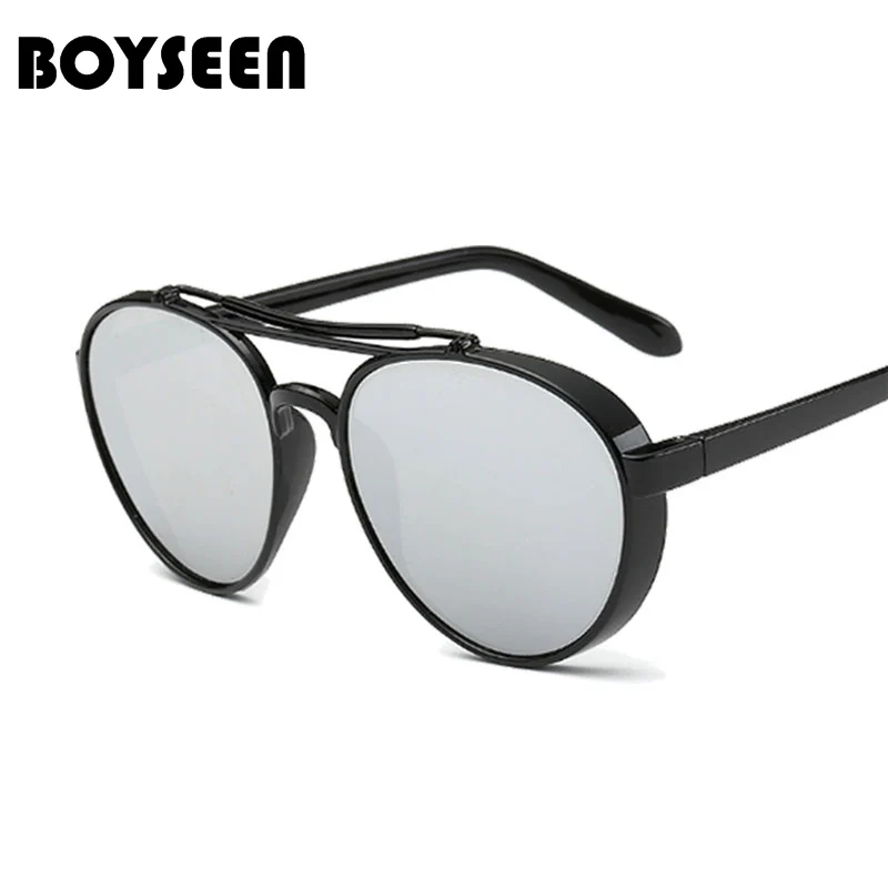 boyseen hot sale fashion cat eye sunglasses women classic brand designer female twin beams coating mirror flat panel lens 15935 free global shipping