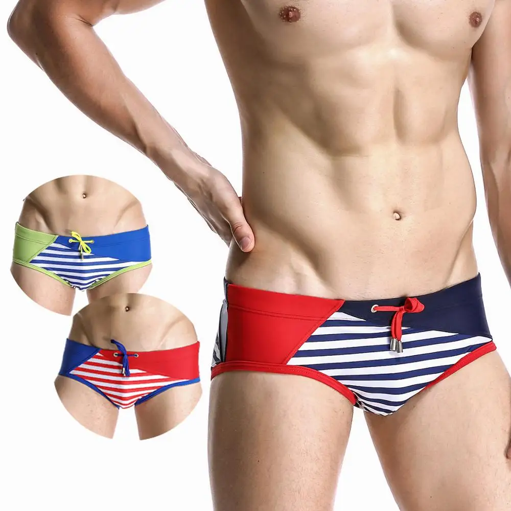 

Новинка 2019, Мужская одежда для загара в полоску, пикантные мужские модные шорты с низкой талией, пляжные шорты для плавания, треугольный Куп...