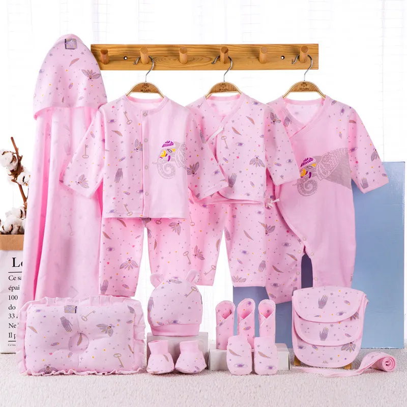 19 шт./лот, комплект одежды из хлопка для малышей 0-6 лет, милые костюмы для маленьких мальчиков и девочек, roupa infantil - Цвет: pink