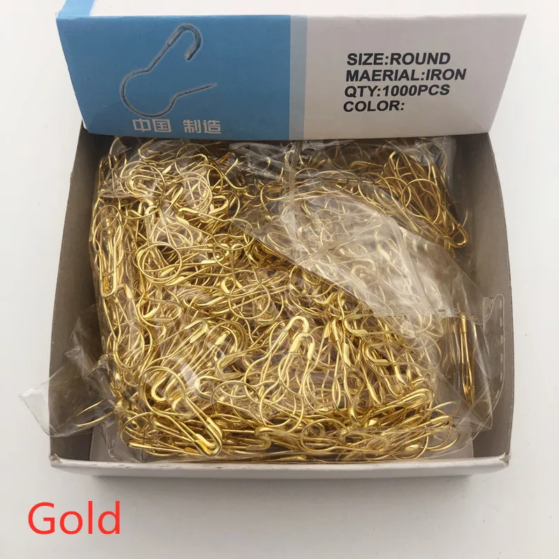 Gold 1000 шт много цветов железные материальные белые грушевидные золотые черные Серебряные бронзовые зеленые фиолетовые защитные булавки Длина(20 мм - Цвет: Gold