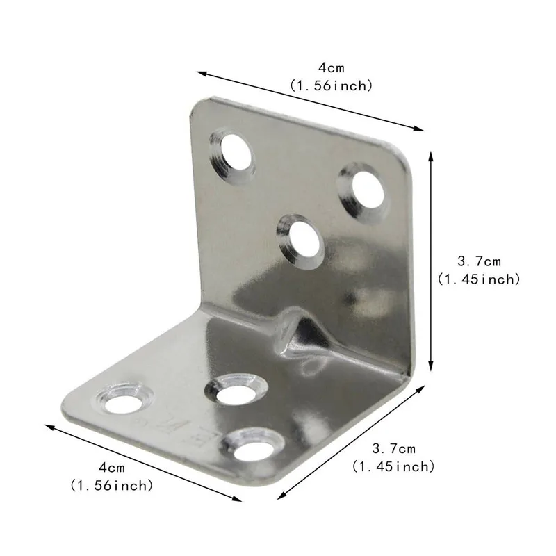 

Corner Brace Bracket 40 x 35mm Metal L Shape Fastener Bracket Right Angle Stainless Steel Shelf Corner Protectors for Furniture