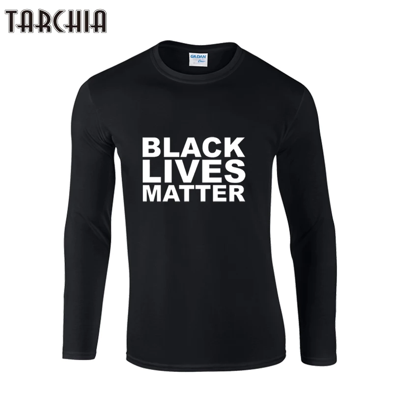 

TARCHIA 2021 New Boy Men Long Sleeve Black Lives Matter Fashion Male T Shirt Tshirt Men's T-Shirt 100% Cotton Plus Size Homme