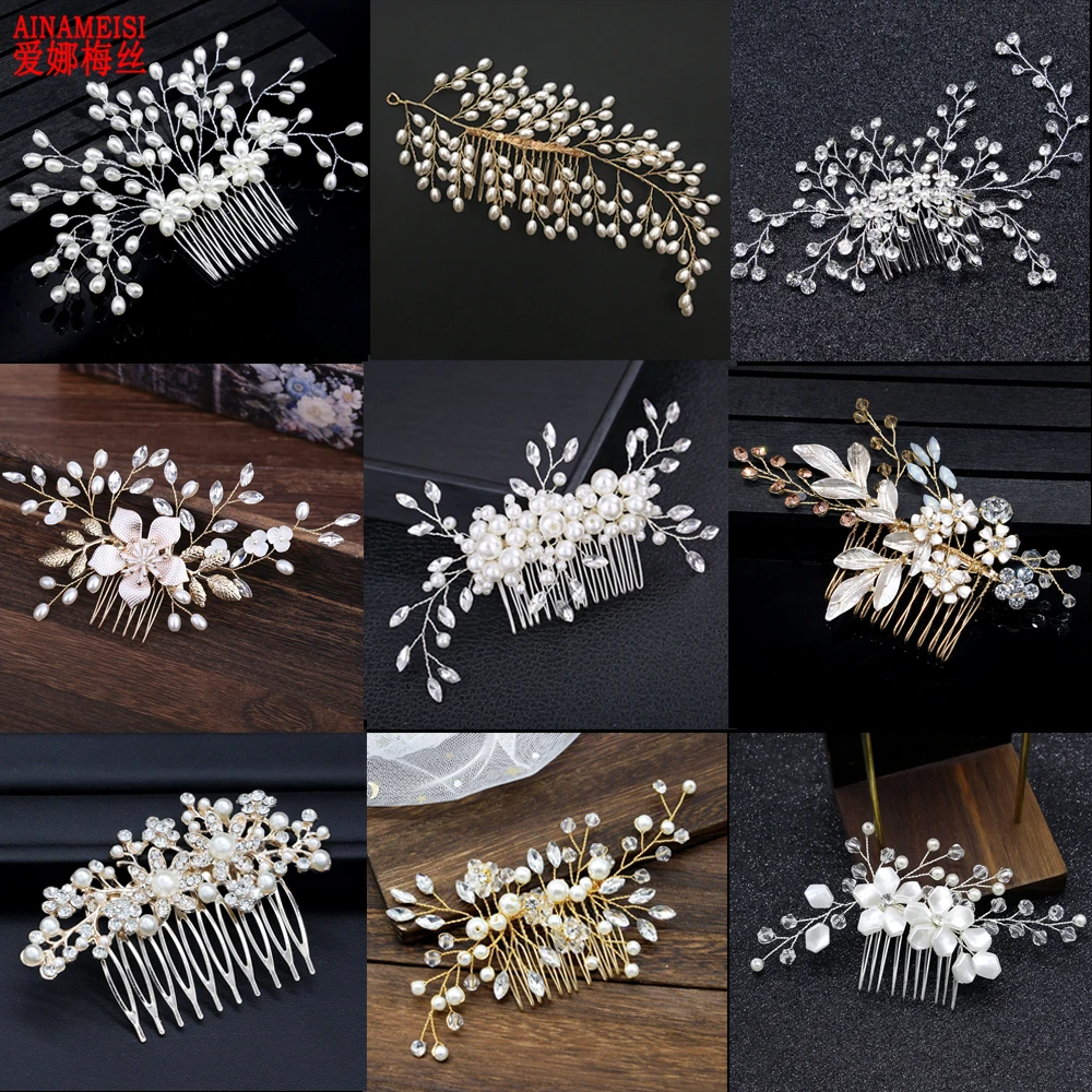 AINAMEISI модная свадебная расческа для волос с жемчугом 20 стилей свадебные аксессуары для волос ручной работы украшения для волос повязки на голову для женщин