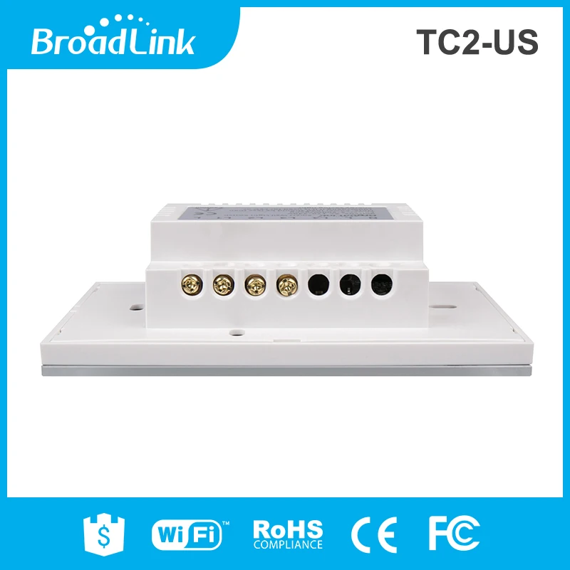 BroadLink TC2-2-US 220 В настенный выключатель, версия США Смарт настенный сенсорный выключатель, 2 банды 1 способ, переключатель дистанционного управления из любого места через 3g/4G