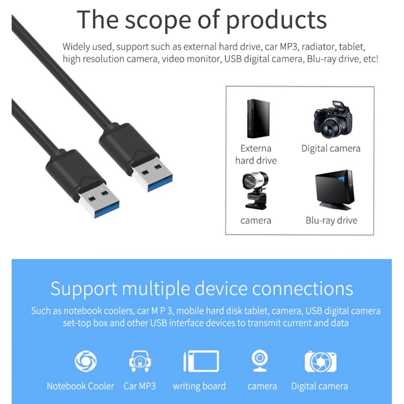 USB-USB кабель Тип A папа-папа USB 3,0 2,0 кабель-удлинитель для радиатора жесткого диска Webcom USB 3,0 кабель удлинитель