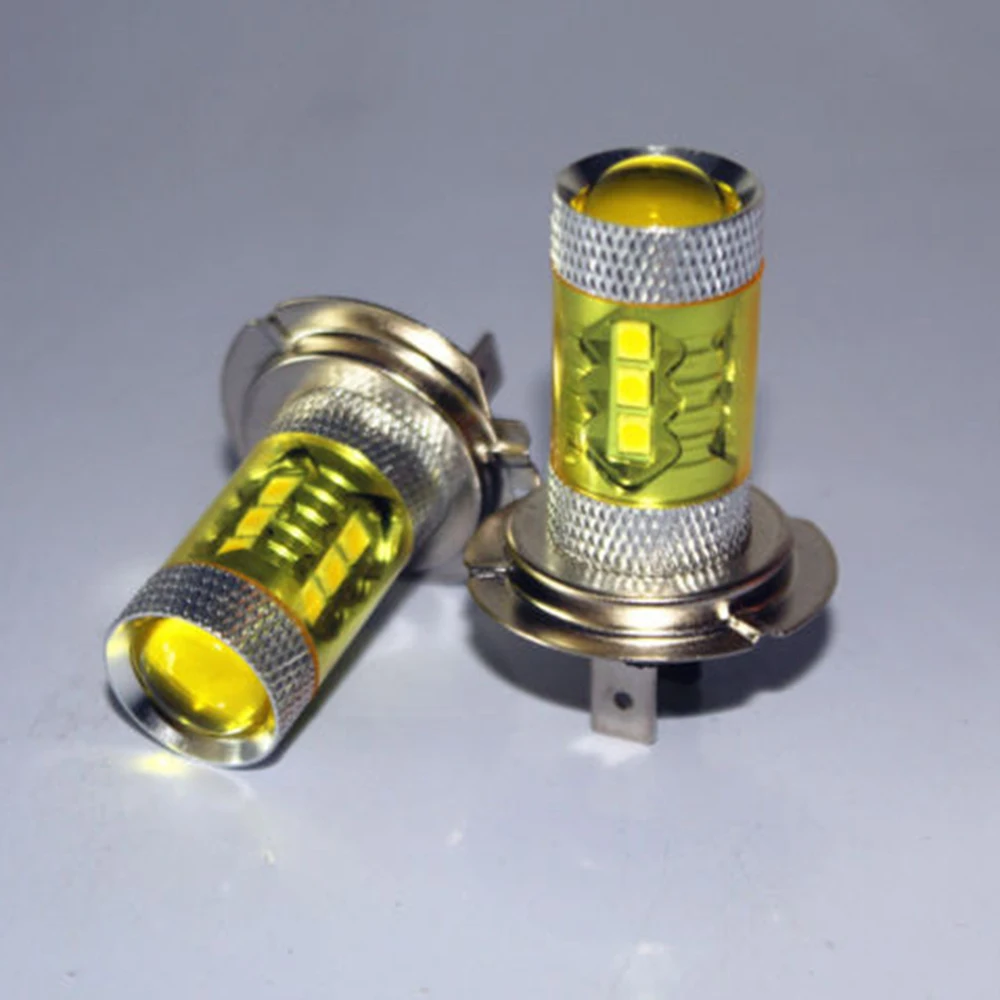 2pcs H7 80W 1400LM High Power 4300K 360 Degrees Yellow 2323 LED Car Fog Driving Lights Universal | Автомобили и мотоциклы