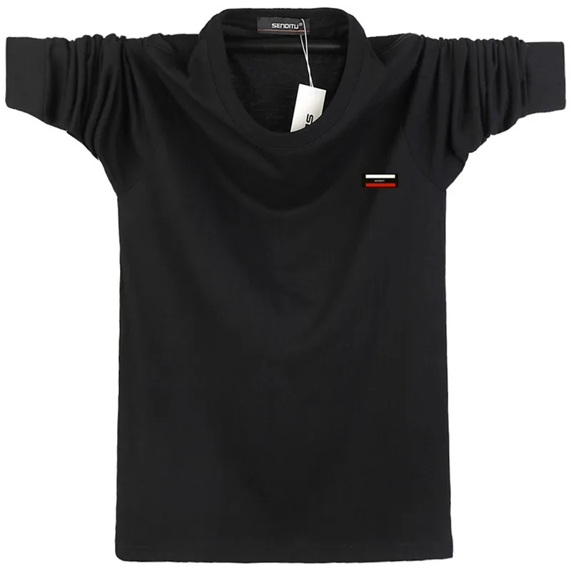 Плюс размер 3XL 4XL 5XL 6XL Мужская хлопковая футболка с длинным рукавом мужская одежда