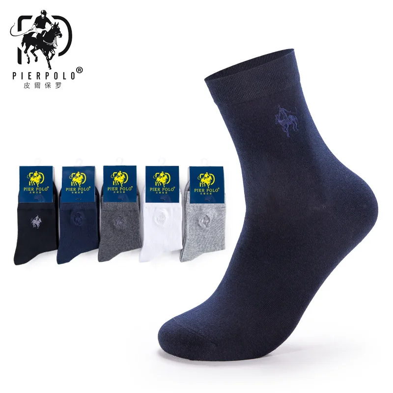 Распродажа, Pier Polo, осень и зима, новинка, хлопковые мужские носки с вышивкой, классические, 5 цветов, без пятки, мужские, повседневные