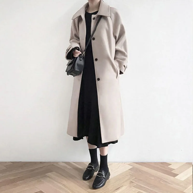 2019 Wool overcoat women's medium and long fashionable thin cloth fashion coat | Женская одежда
