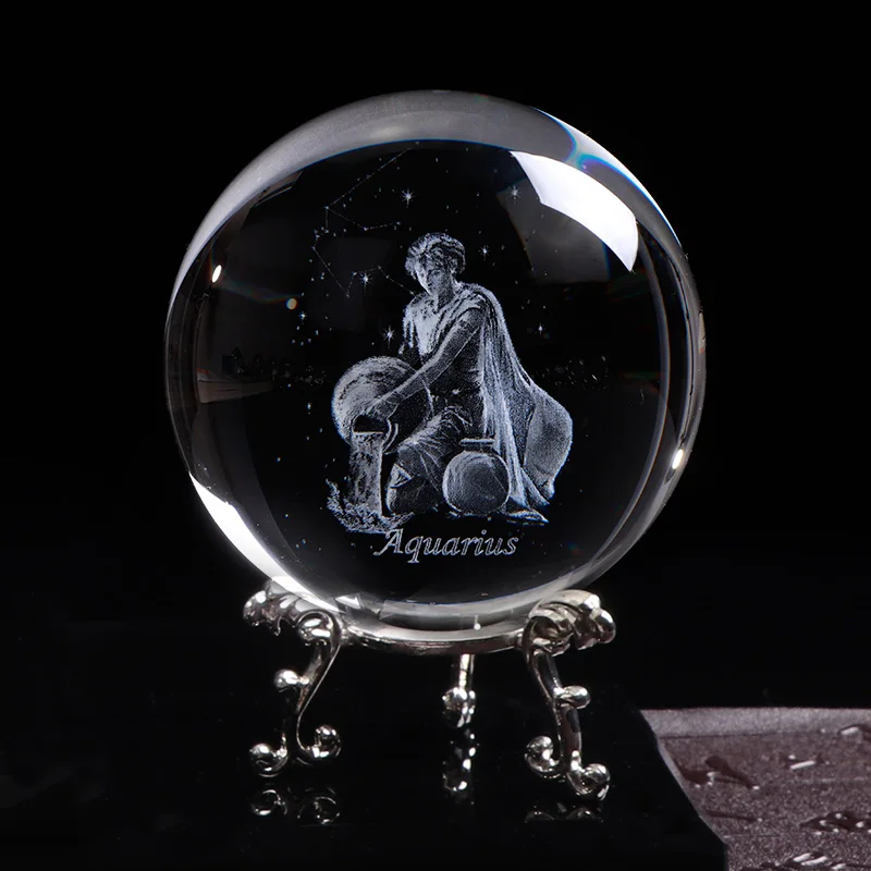 With silver base Знаки Водолей, подарок на день рождения, зодиакальные созвездия, вечерние сувениры, подарок на день рождения Водолея, для января, февраля - Цвет: With silver base