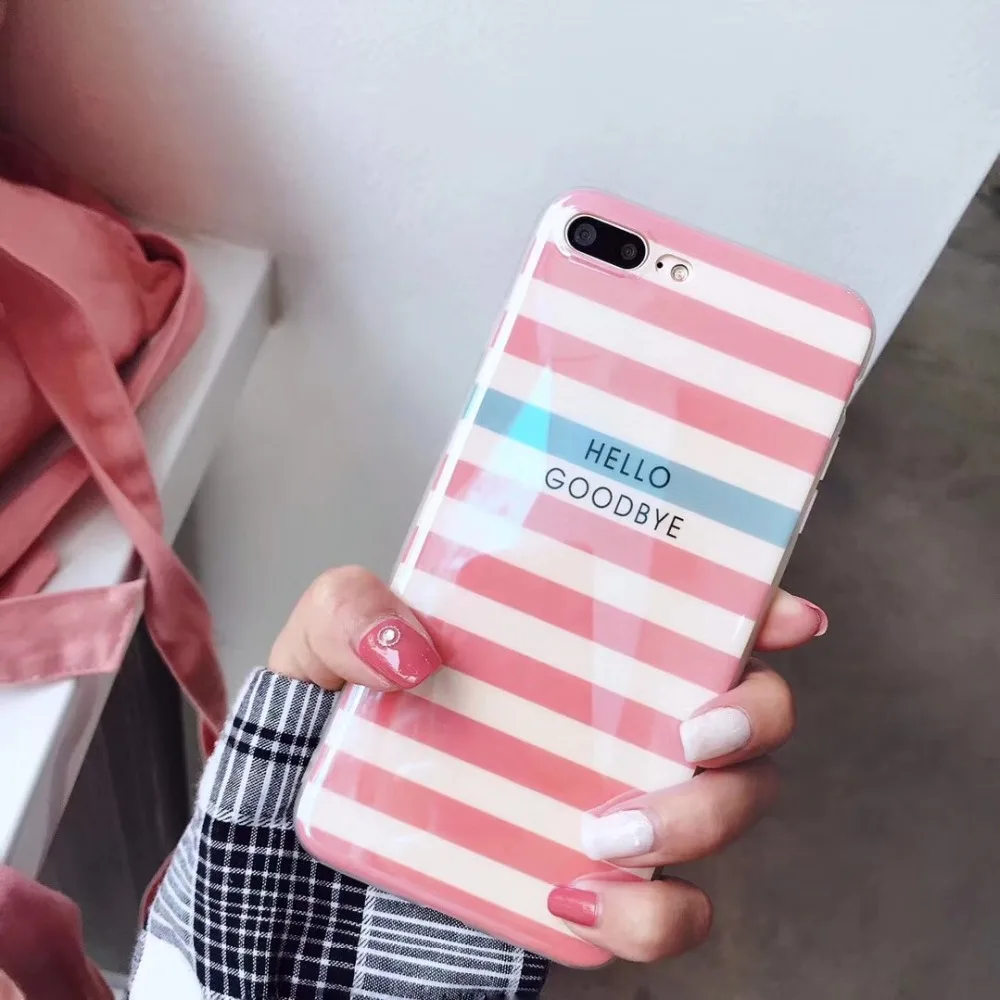 ZMASI Blue-ray Stripes Phone Case for iPhone X Cases 7 8 6 6s Plus Back Cover Soft Fashion Letters Coque |