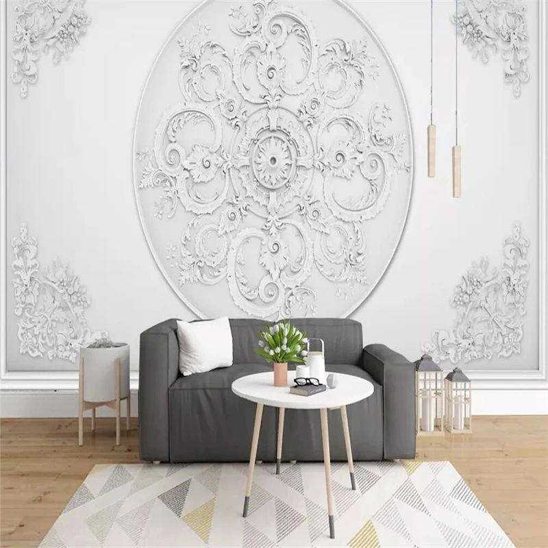 Decorative Wallpaper 3D Northern Europe Simple White Gypsum Relief Pattern Background Wall Painting | Обустройство дома