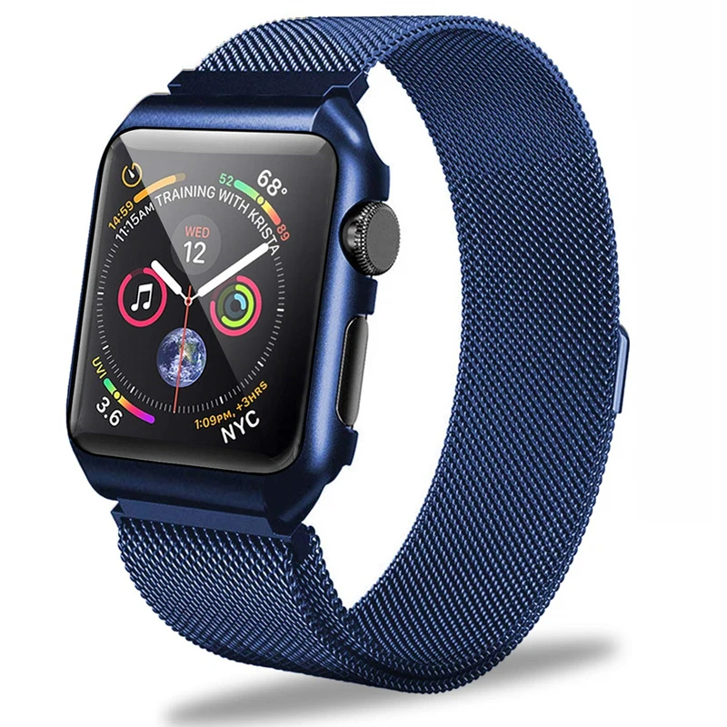 Для Apple Watch серии группа 4 40 мм 44 мм Milanese Loop замена группы металлический защитный чехол iWatch ремешок серии 3/2/1 38 мм 42 мм