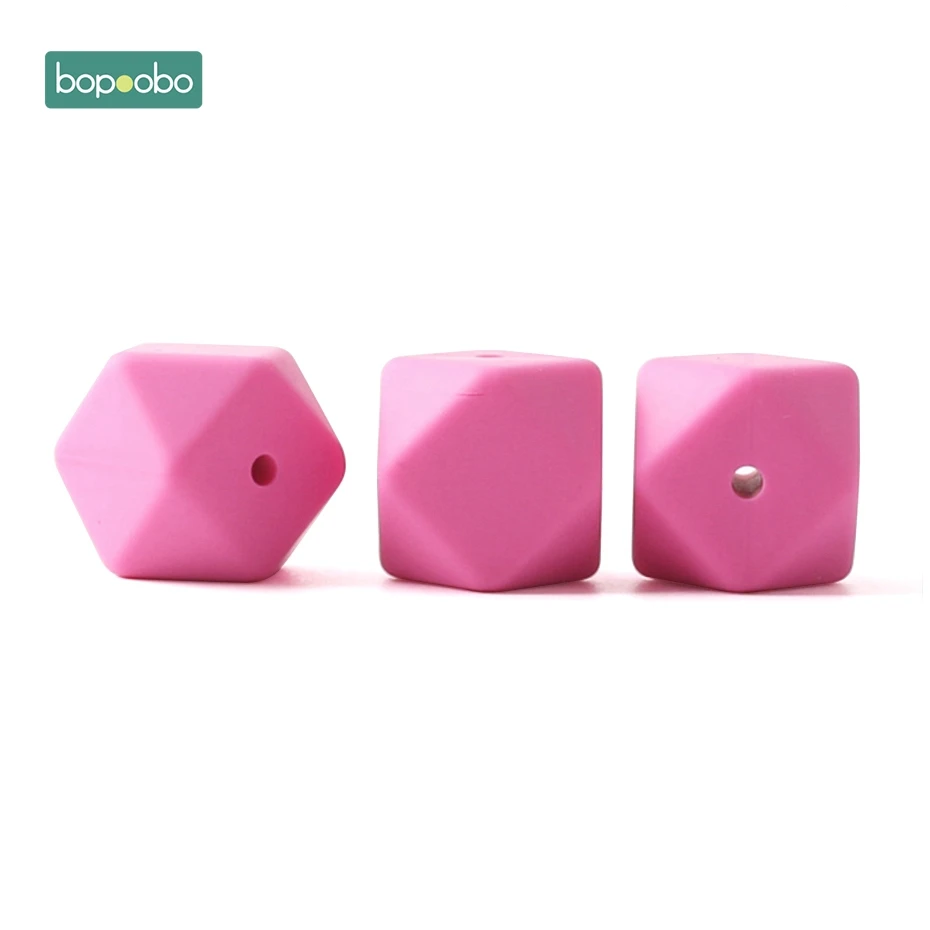 Hot Pink Bopoobo 100 шт 17 мм Силиконовые шестигранные шарики силиконовые Детские Прорезыватели силиконовые бусины для ожерелья безопасные игрушки силиконовые крошечные стержни - Цвет: Hot Pink
