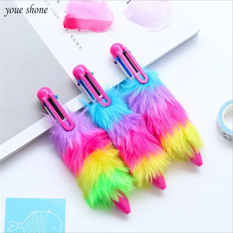 Симпатичная плюшевая шариковая ручка 1 шт./лот шесть цветов красочные