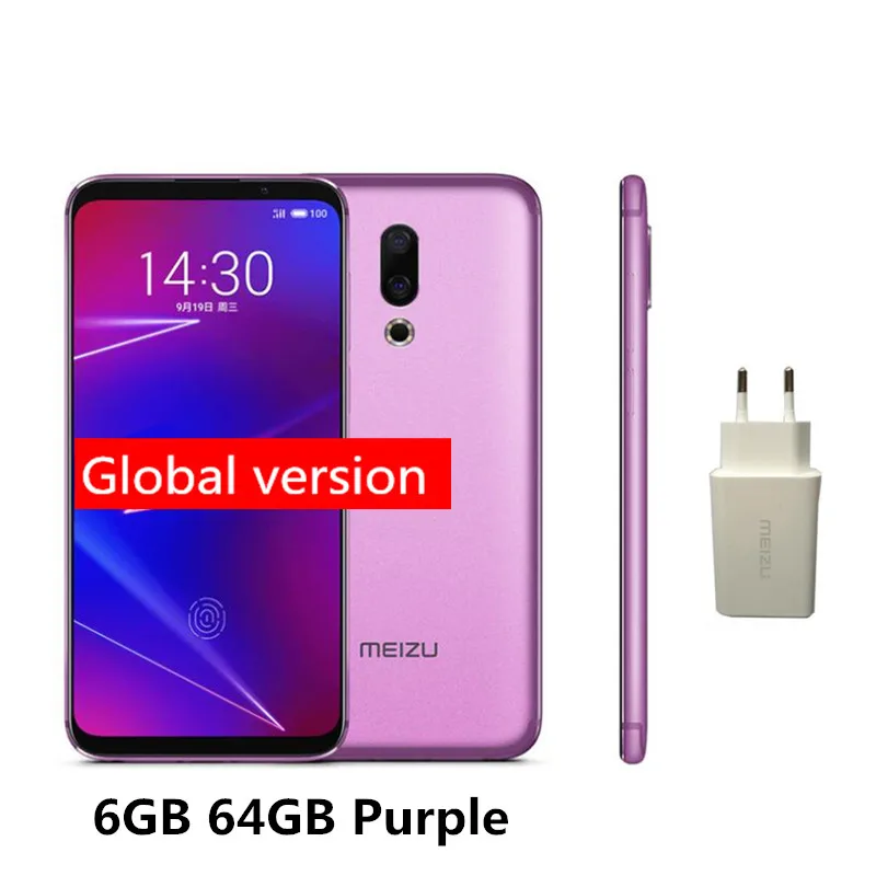 Purple Глобальная версия Meizu 16, 16X6 Гб ОЗУ, 64 Гб ПЗУ, отпечаток пальца ID, Восьмиядерный процессор Snapdragon 710, 6,0 дюйма, экран 2160x1080 P, мобильный телефон - Цвет: Purple
