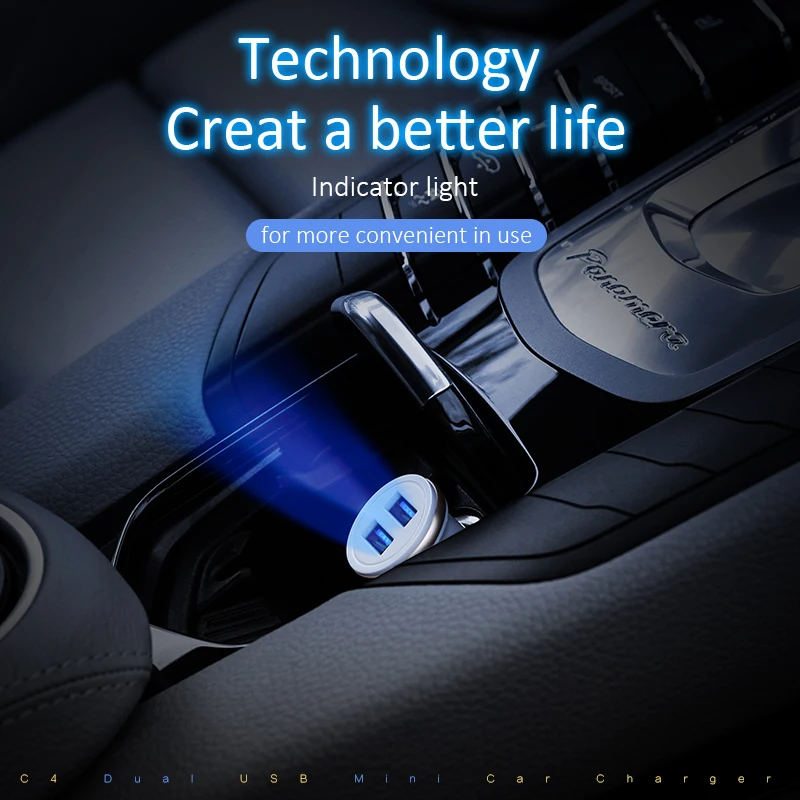 USAMS автомобильное зарядное устройство для телефона 2.4A быстрое 1 2 M USB Type C micro usb