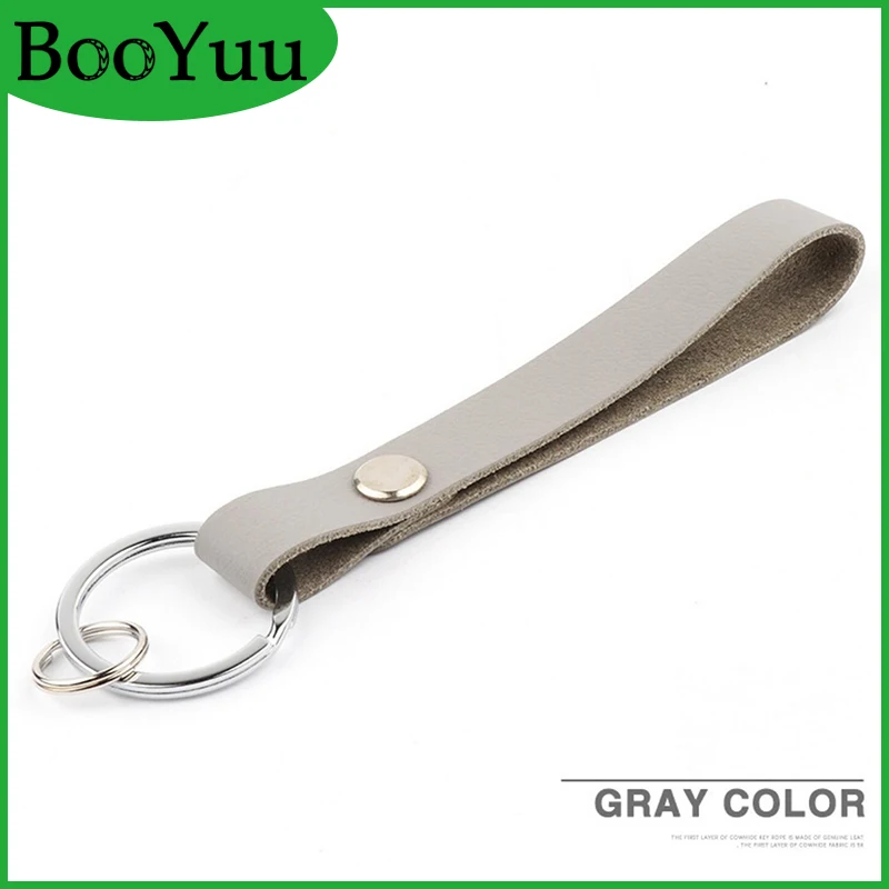 BooYuu Classic black Top Layer Leather+ Alloy Fashion keychains Cars Key Ring keychain holdefor keys Accessories Freeshipping | Автомобили