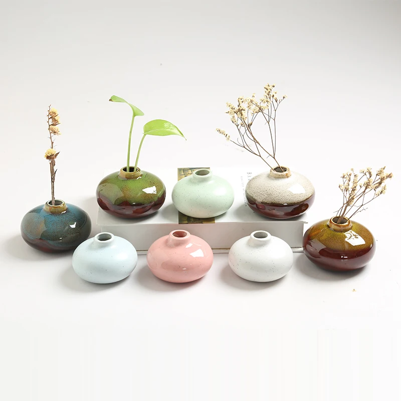 

Vintage Chinese Style Flowers Vase Flowerpot Potted Desk Mini small handmade chinese ceramic vases Bonsai Pots Desk Decoration