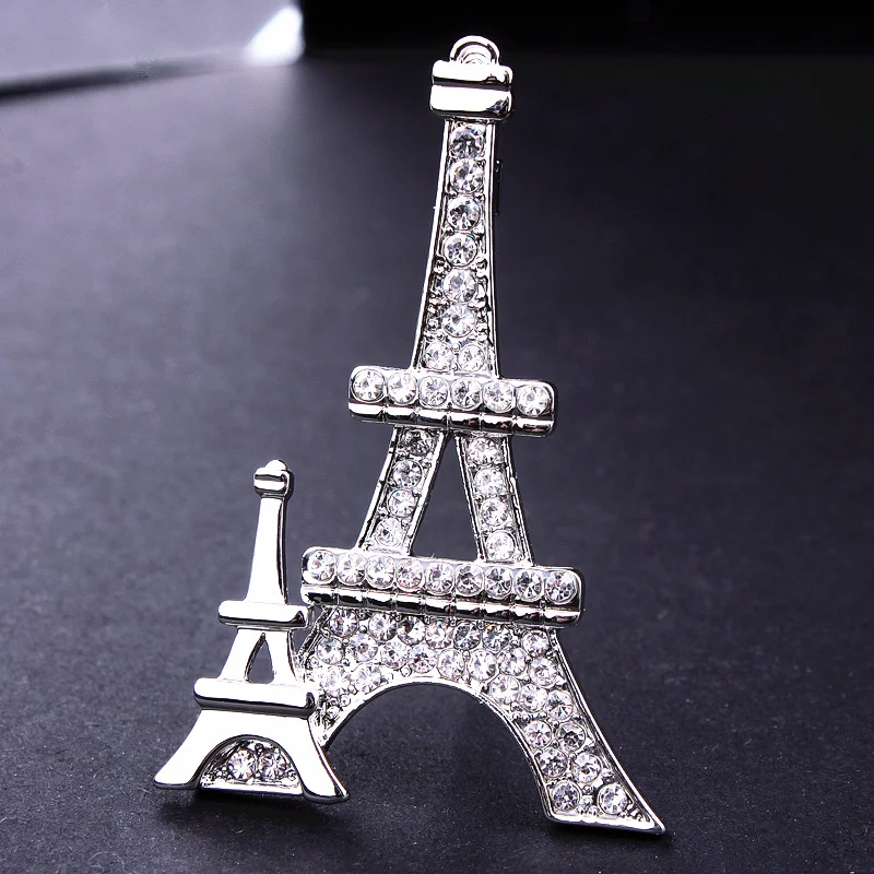 Новые модные броши Классическая Брошь Стразы с кристаллами Эйфелева башня
