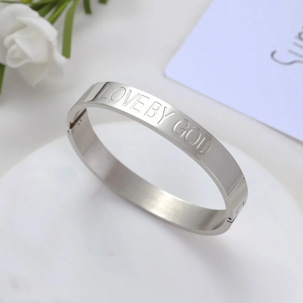 TOPHIPHOP модный браслет из нержавеющей стали резной логотип буквы мужской ювелирные