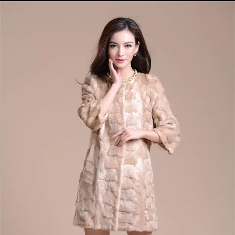 (TopFurMall) Женская куртка из натурального меха норки с коротким рукавом и круглым