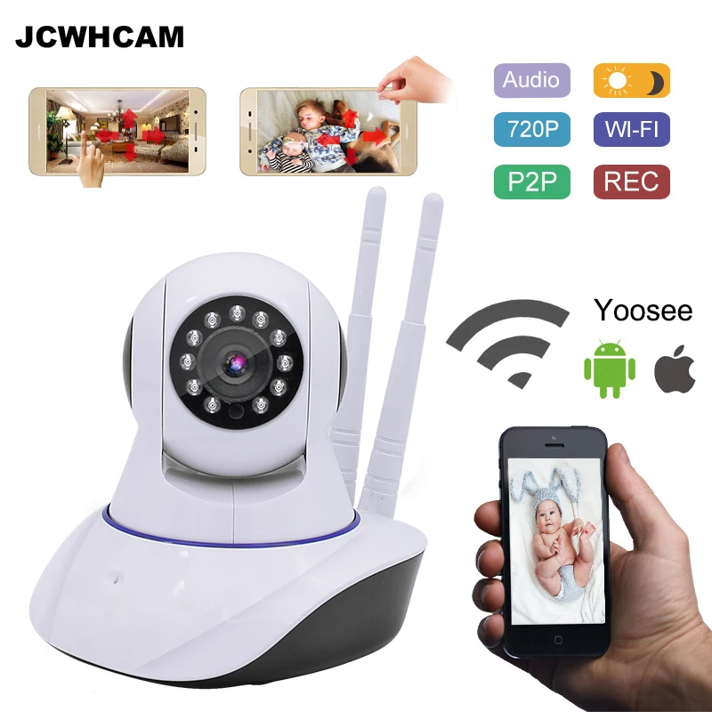 

JCWHCAM Pan Tilt Wireless IP Camera Wifi 720P HD CCTV Camera Home P2P Security Surveillance Two-Way Audio 64GB SD Card