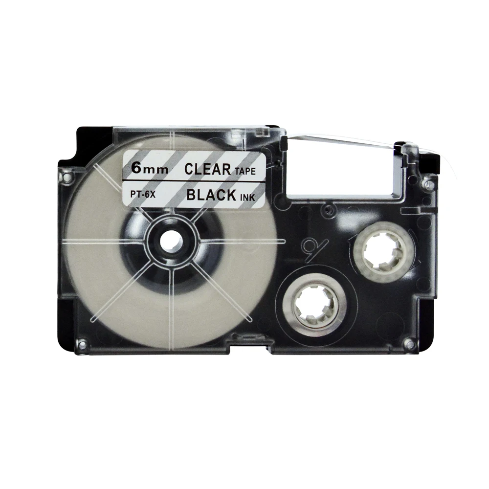Для Casio Label Tape XR-6X черный на прозрачной 6 мм 5 шт принтер лента совместима с PT-6X EZ-label